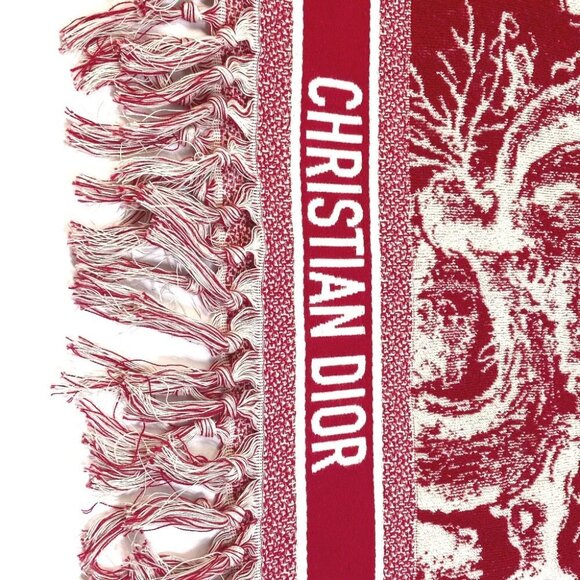 Dior 21JOU800IXGS fringe animal Reverses Toile Tojuy beach towel blanket - Picture 8 of 10